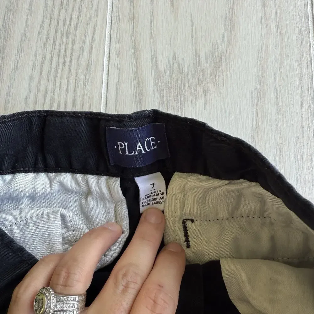 The Children's Place Boys 7 Black Uniform Straight Chino Pants Slim